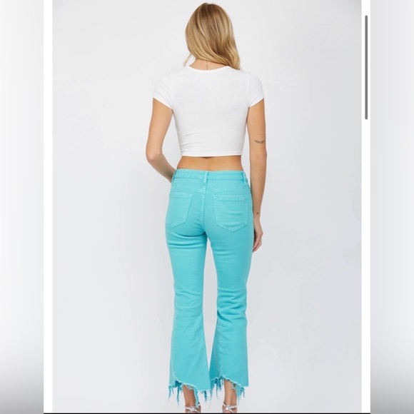 New Mica Crop Flare Aqua Blue Women's Jeans - Picture 4 of 4